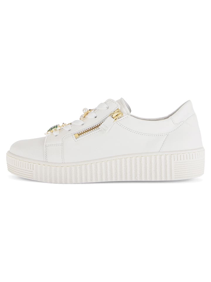 Gabor Skórzane sneakersy w kolorze złoto-białym rozmiar: 37,5