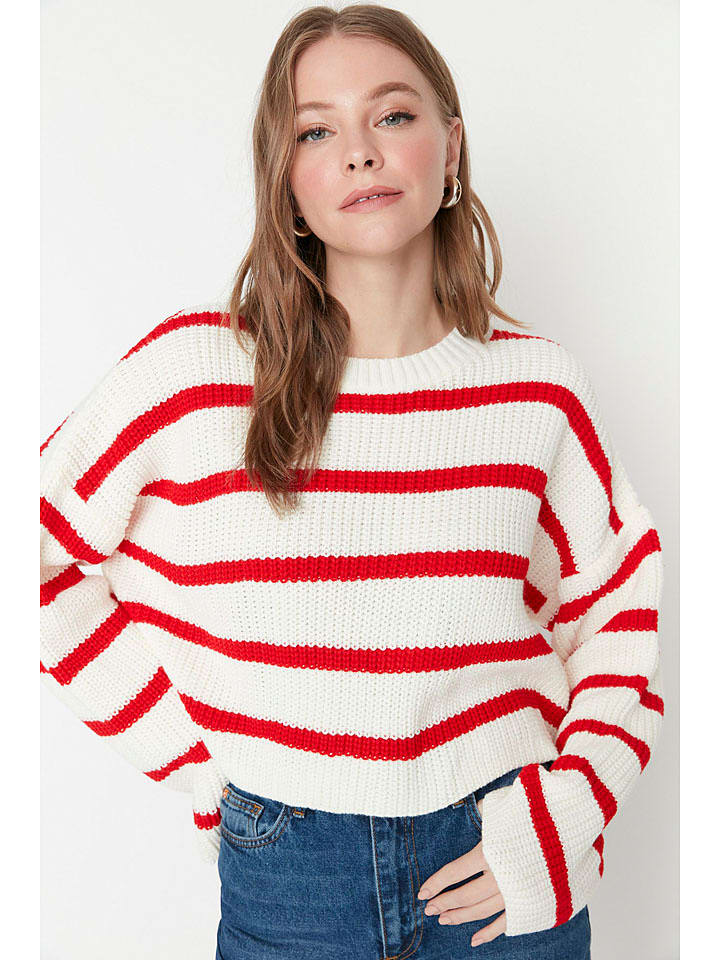 trendyol Sweter w kolorze biało-czerwonym rozmiar: XL