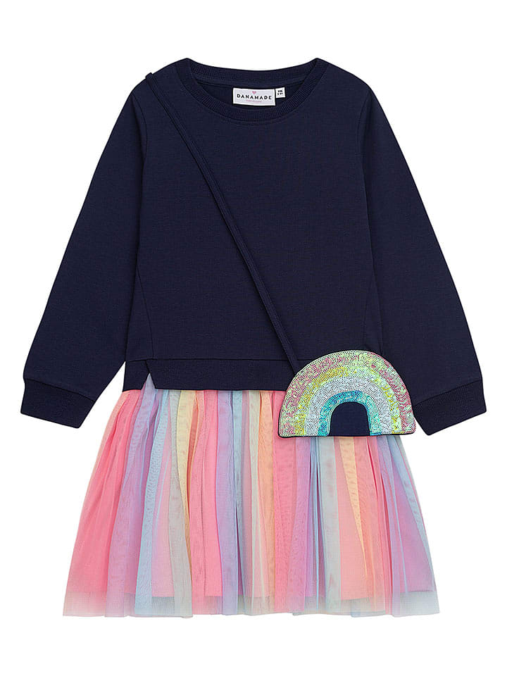 Danamade Sukienka "Mara" w kolorze granatowym ze wzorem rozmiar: 110