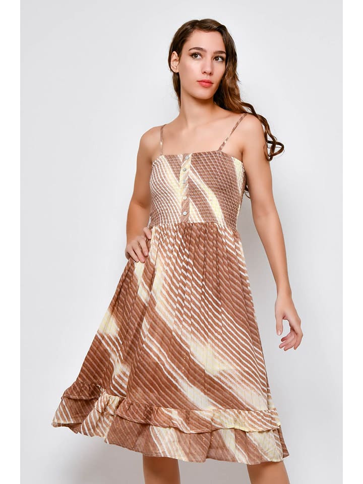 H.H.G. Sukienka w kolorze brązowo-kremowym rozmiar: XL