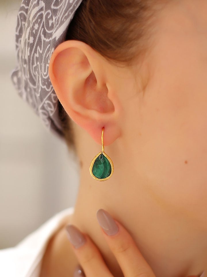 Pierres delicates Pozłacane kolczyki z malachitami rozmiar: onesize