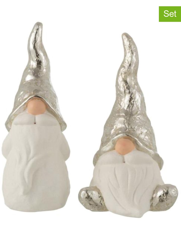 J Line Dekoracje (2 szt.) w kolorze srebrno-białym - 30 x 34,5 cm rozmiar: onesize