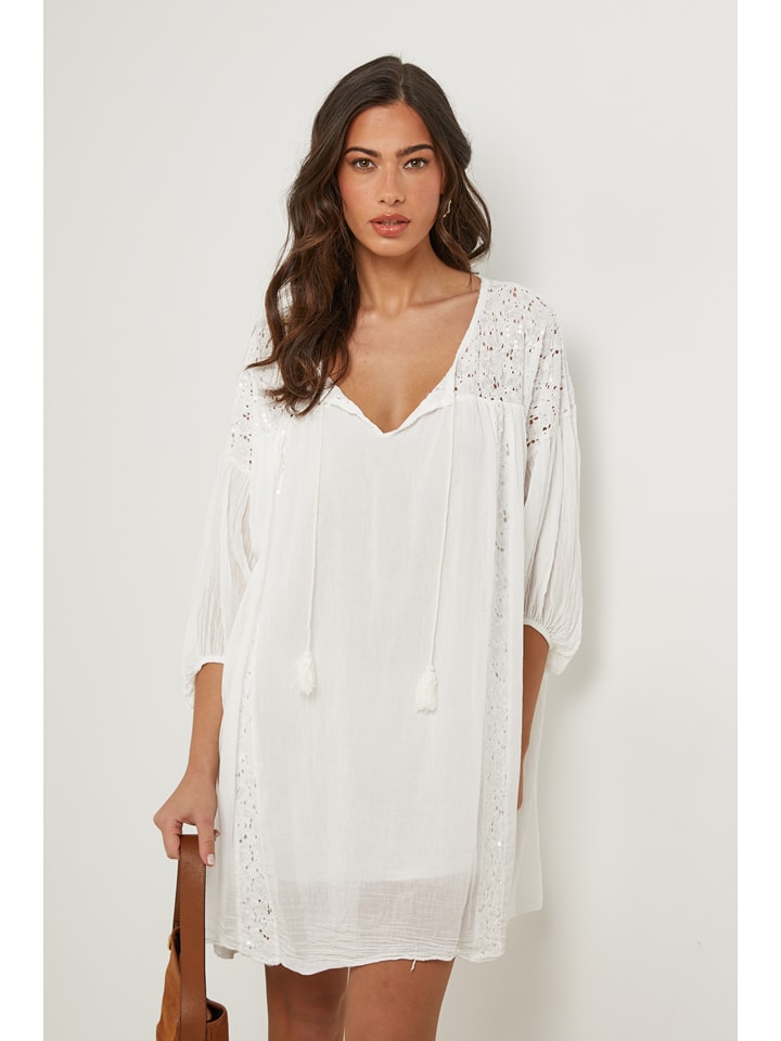 Le Monde du Lin Sukienka w kolorze białym rozmiar: 38/40