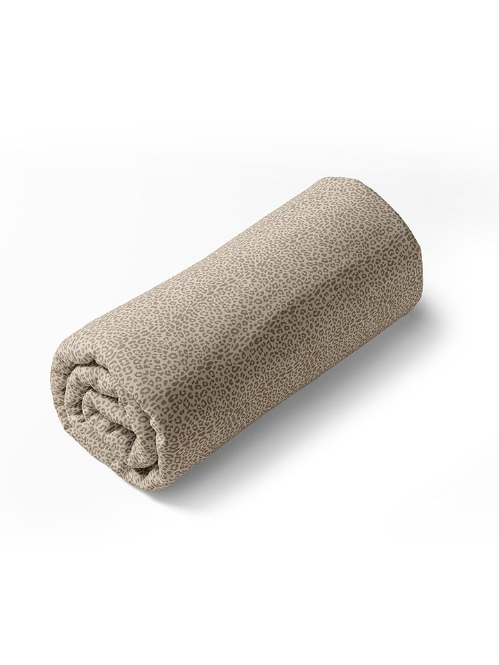 Chevignon Satynowe prześcieradło "Leopard" w kolorze beżowym na gumce rozmiar: 140x200x30 cm