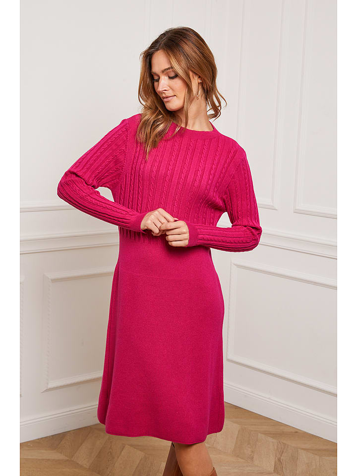 Joséfine Sukienka dzianinowa "Fanola" w kolorze różowym rozmiar: L