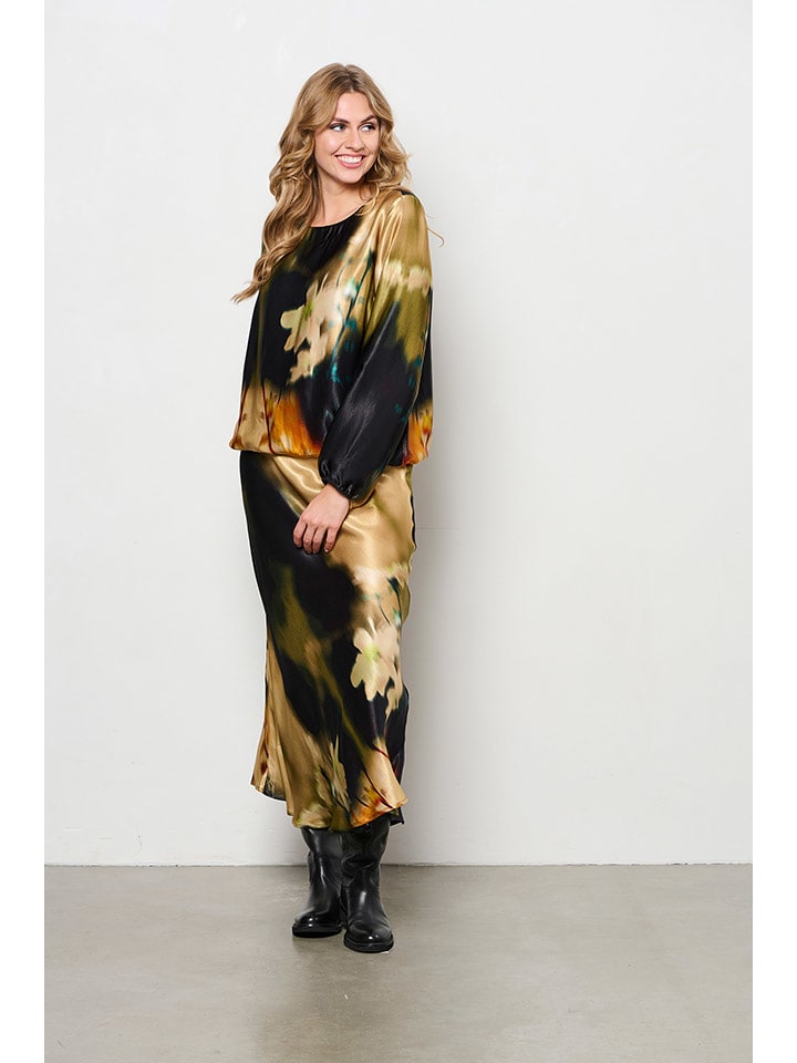 &Co Woman Bluzka "Alexandra" w kolorze beżowo-granatowo-pomarańczowym rozmiar: M