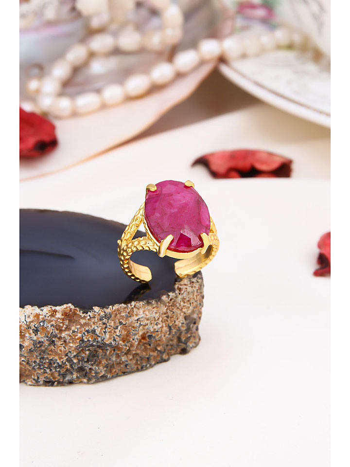 L'Atelier de Gaia Pozłacany pierścionek z agatem rozmiar: onesize