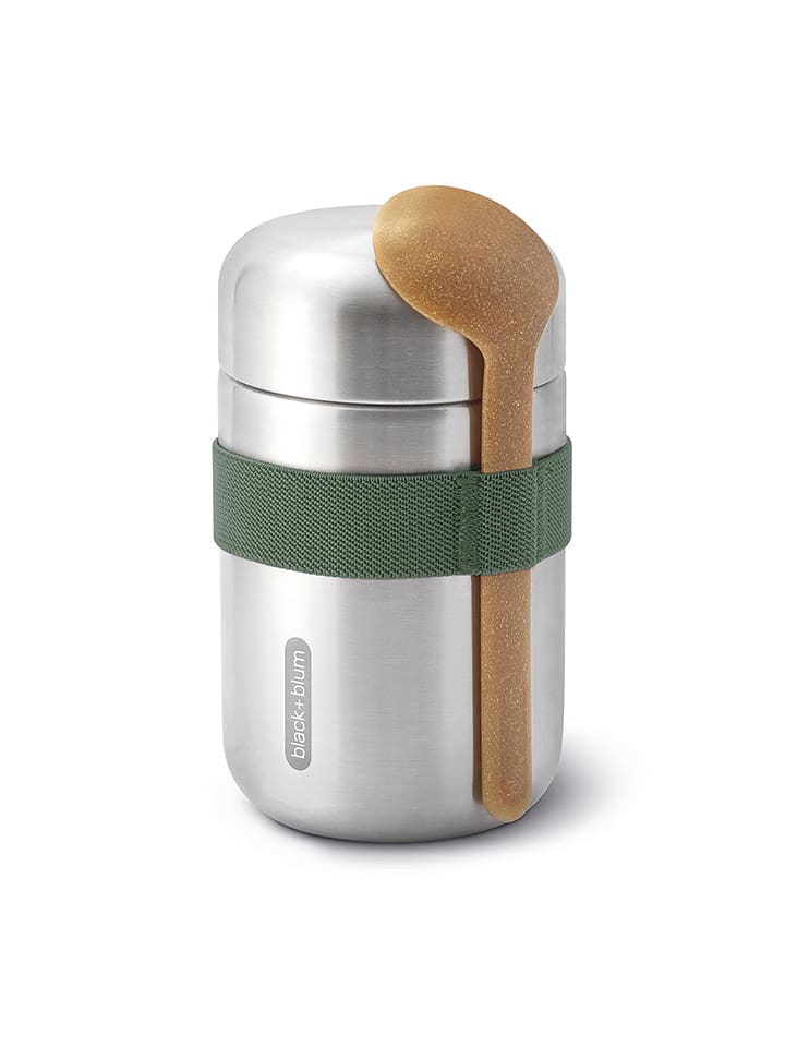Black+Blum Kubek termiczny "Food Flask" w kolorze srebrno-zielonym na lunch - 400 ml rozmiar: onesize