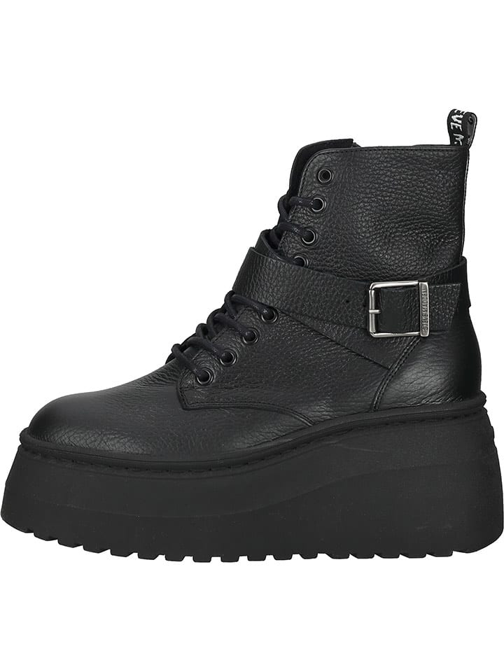 Steve Madden Skórzane botki w kolorze czarnym na koturnie rozmiar: 41