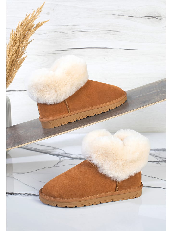 Gooce Skórzane botki zimowe "Fury" w kolorze jasnobrązowym rozmiar: 41