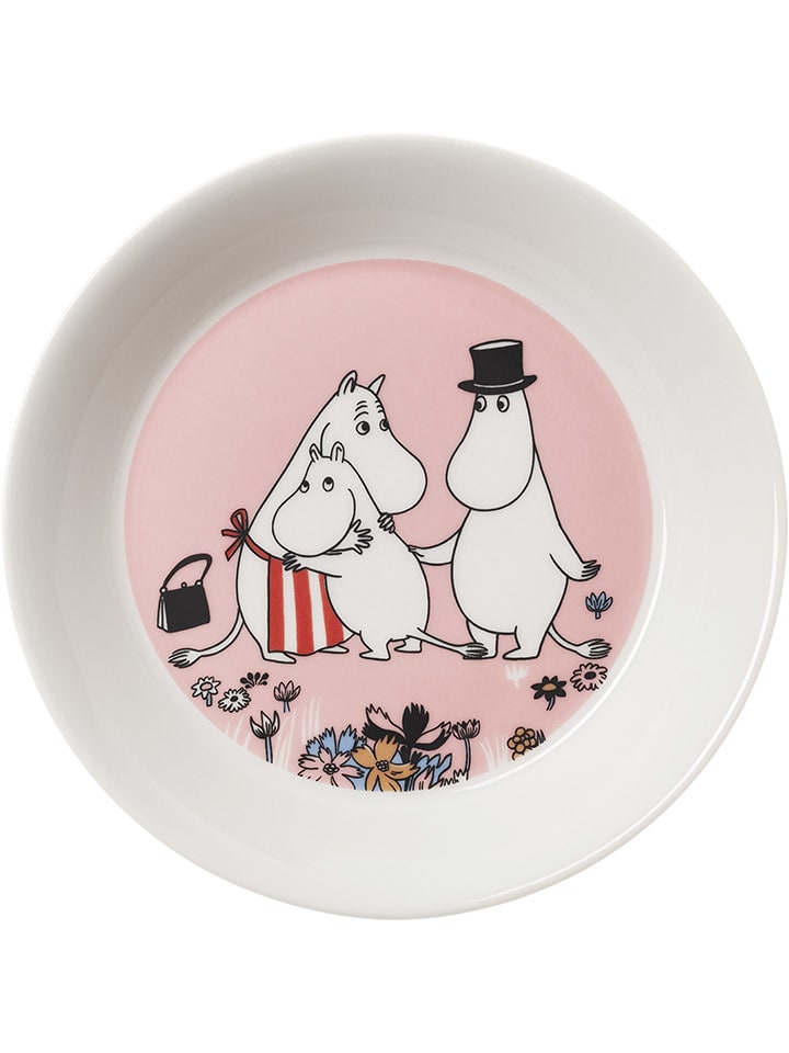Moomin Spodek "Family Time" w kolorze jasnoróżowo-białym do filiżanki - Ø 15 cm rozmiar: onesize
