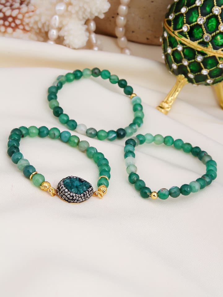 L'Atelier de Gaia Bransoletki (3 szt.) z agatem i hematytem rozmiar: onesize