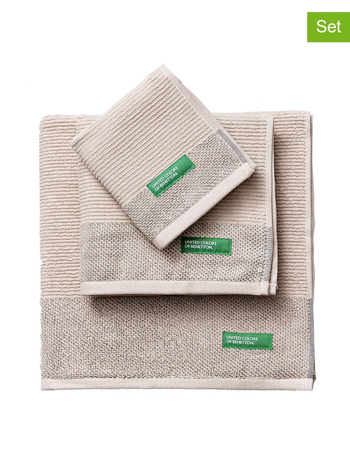 Benetton 3-częściowy zestaw ręczników w kolorze beżowym rozmiar: onesize