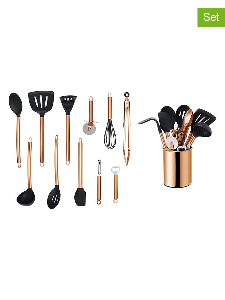 Echtwerk 12-częściowy zestaw pomocy kuchennych w kolorze miedziano-czarnym rozmiar: onesize