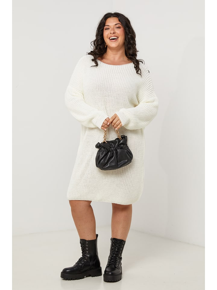 Curvy Lady Sukienka dzianinowa w kolorze białym rozmiar: 48/50