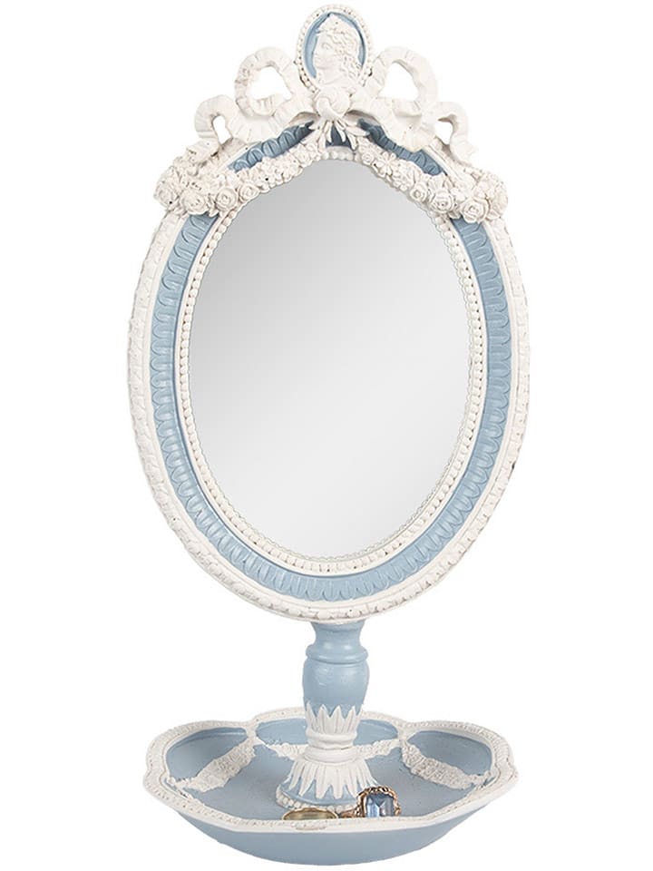 Clayre & Eef Lusterko stołowe w kolorze błękitno-białym - 14 x 28 cm rozmiar: onesize