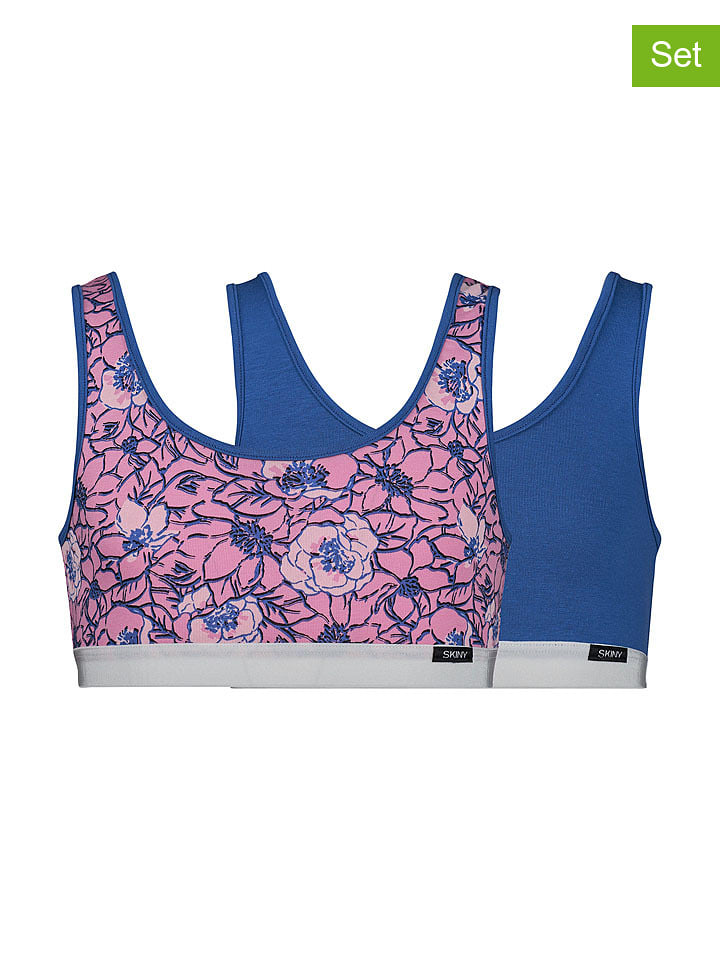 Skiny Topy (2 szt.) w kolorze niebieskim i jasnoróżowym rozmiar: 164