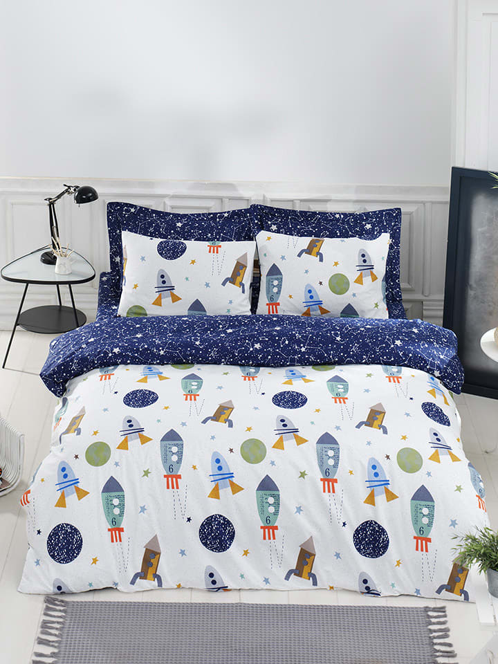 Colorful Cotton Komplet pościeli renforcé "Spacex" w kolorze niebieskim ze wzorem rozmiar: 135x200 cm