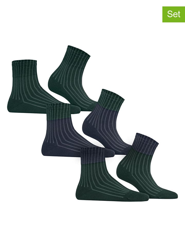 ESPRIT Skarpety (3 pary) w kolorze granatowo-zielonym rozmiar: 27-30