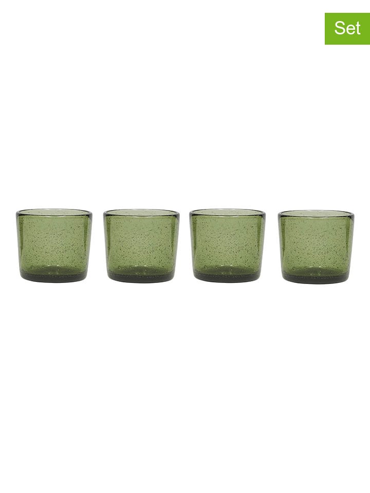 OYOY living design Szklanki (4 szt.) "Kuki" w kolorze zielonym - wys. 7,5 x Ø 8,5 cm rozmiar: onesize