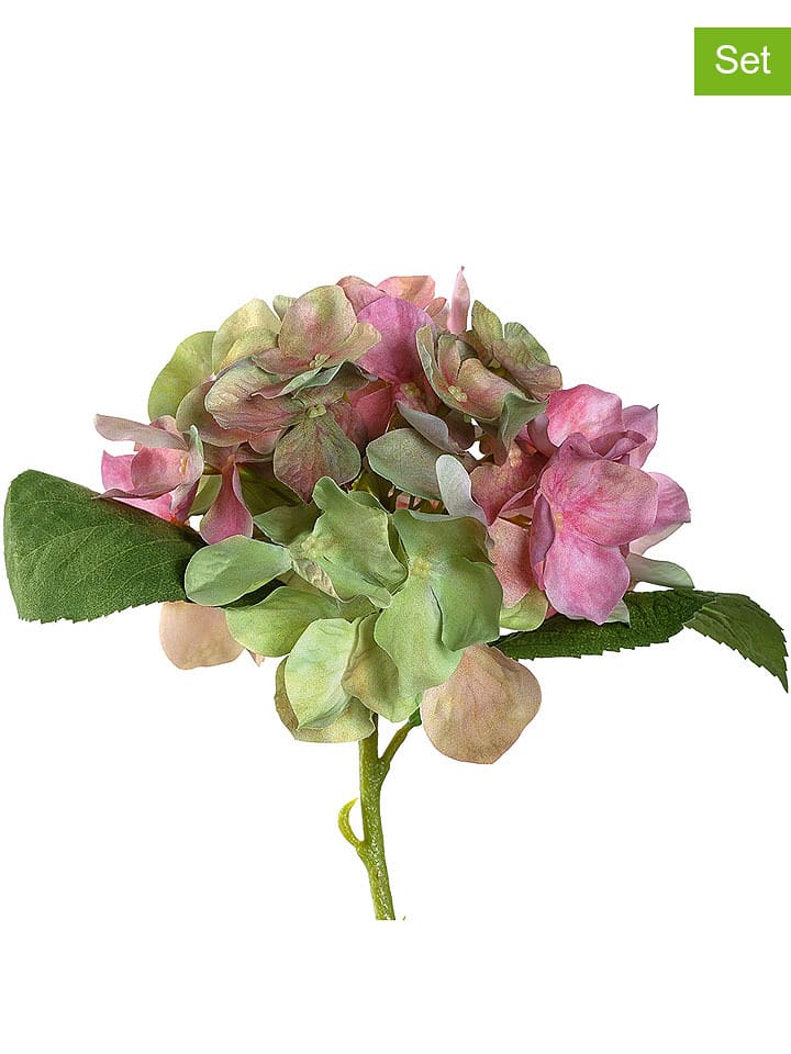 LEONARDO Sztuczne kwiaty (6 szt.) "Hydrangea" w kolorze różowym - dł. 18 cm rozmiar: onesize