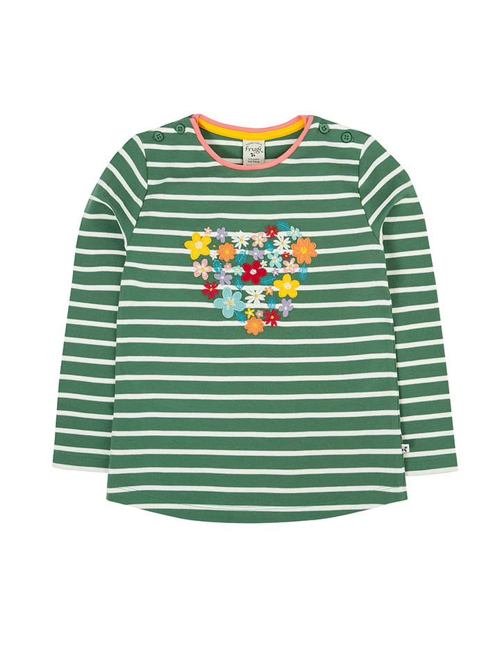 Frugi Koszulka "Louise" w kolorze zielono-białym rozmiar: 140/146