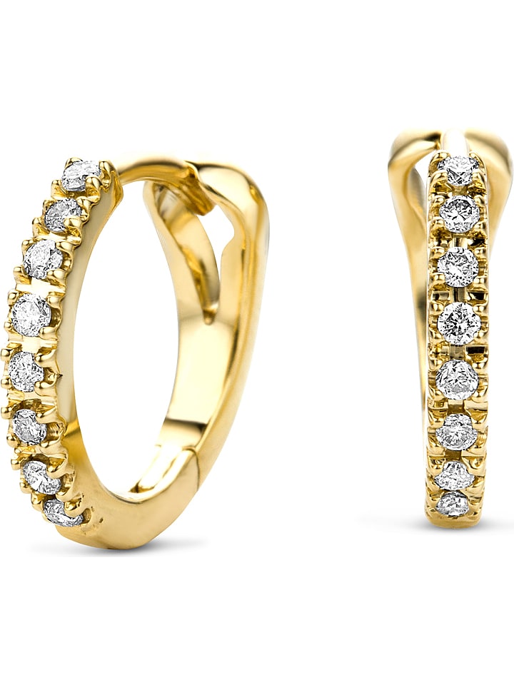 Revoni Złote kolczyki-kreole z diamentami rozmiar: onesize