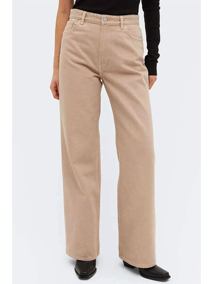 Monki Dżinsy - Comfort fit - w kolorze beżowym rozmiar: W25