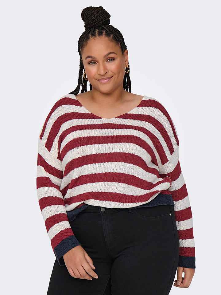 ONLY Carmakoma Sweter w kolorze czerwono-białym rozmiar: XL-54