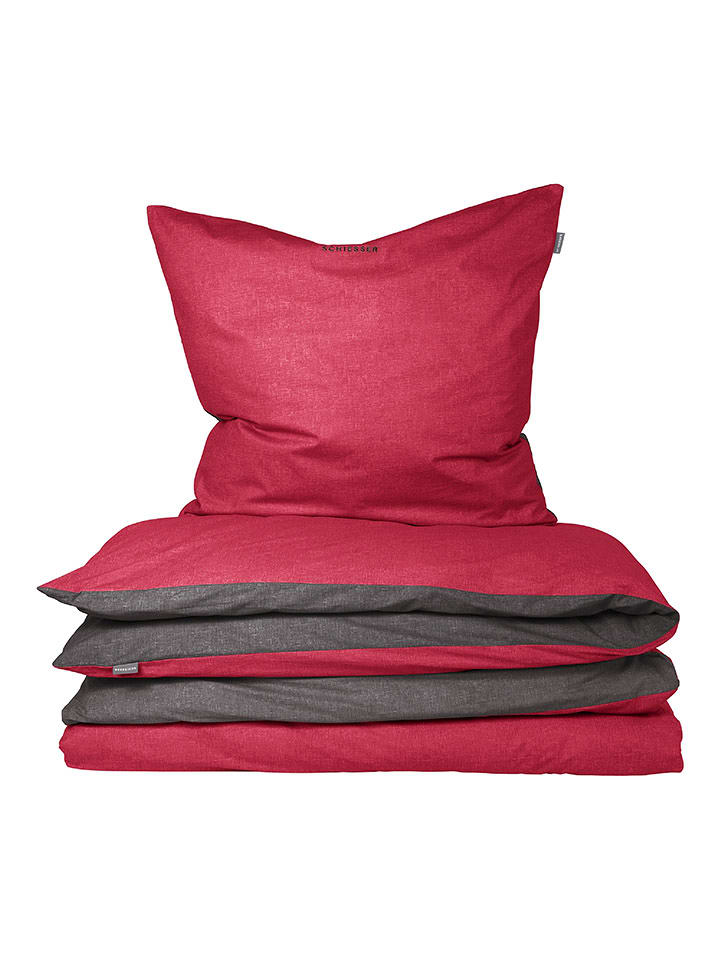 Schiesser Komplet pościeli flanelowej w kolorze czerwono-antracytowym rozmiar: onesize