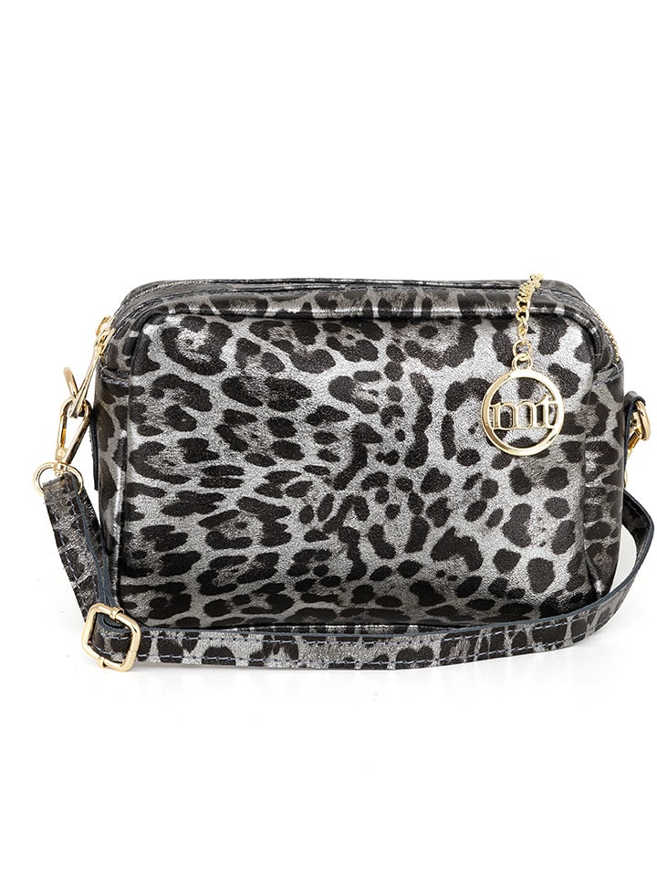 Mia Tomazzi Skórzana torebka "Caltanissetta" w kolorze szaro-czarnym - 22 x 15 x 10 cm rozmiar: onesize