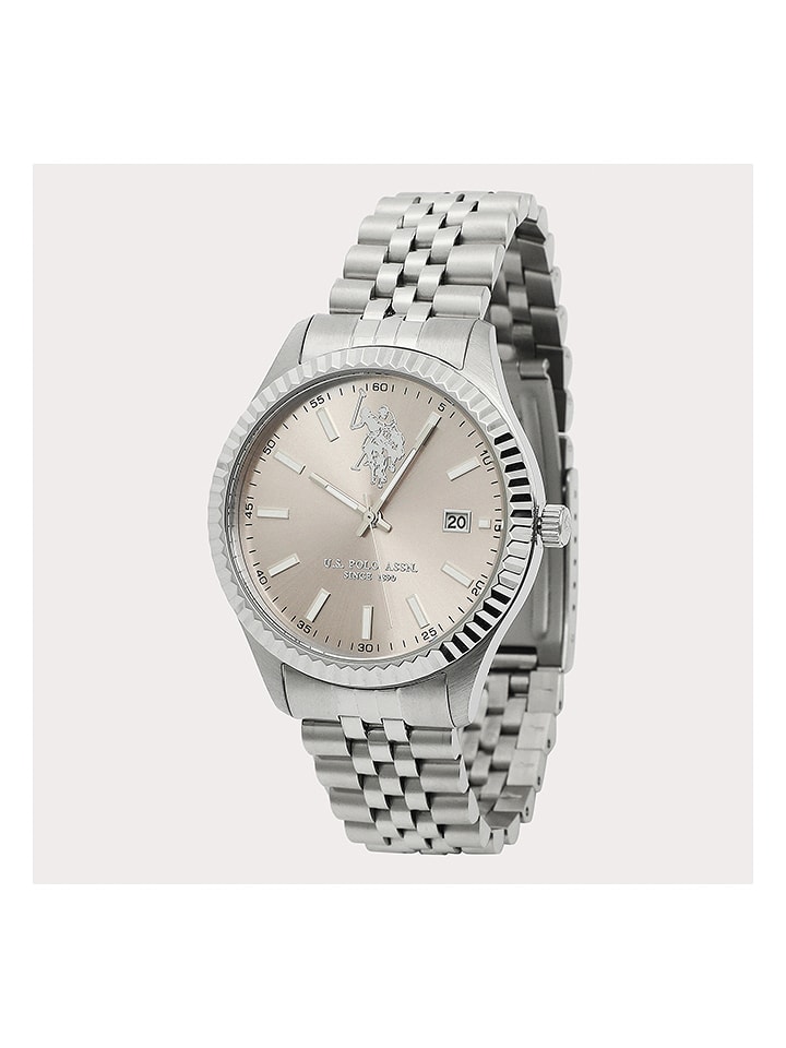 U.S. Polo Assn. Zegarek kwarcowy w kolorze srebrno-beżowym rozmiar: onesize