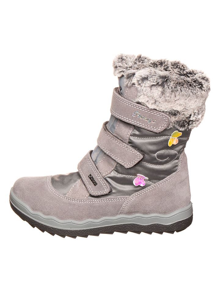 Primigi Skórzane kozaki zimowe "Frozen" w kolorze szarym rozmiar: 33