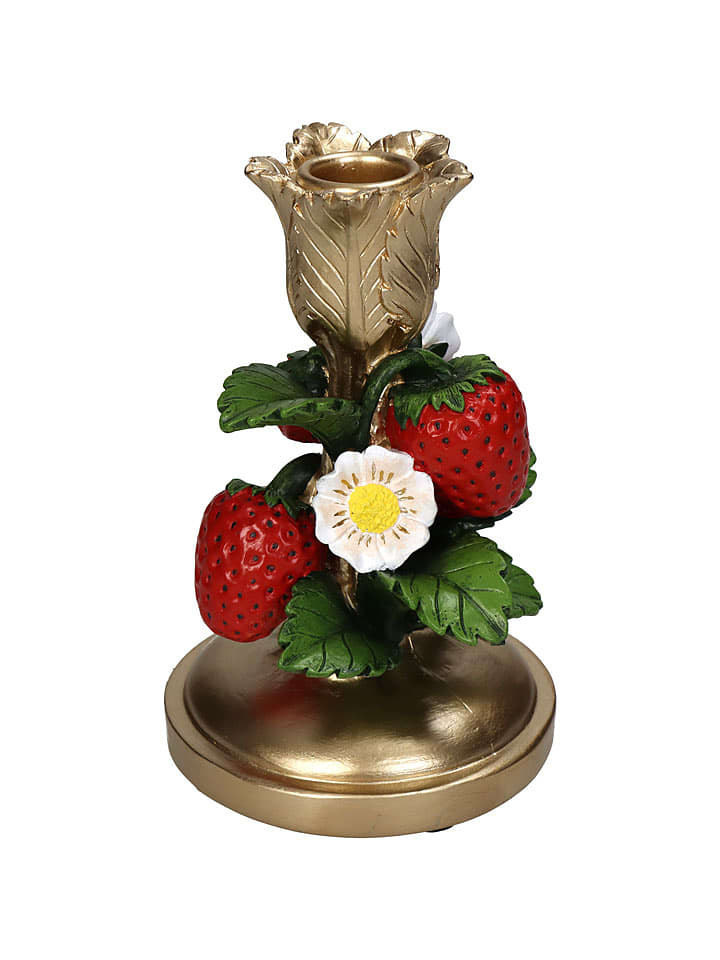 Kersten Świecznik "Strawberry" w kolorze złoto-czerwono-zielonym - wys. 16 x Ø 10 cm rozmiar: onesize