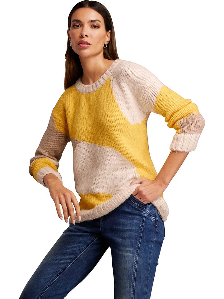 Heine Sweter w kolorze beżowo-żółtym rozmiar: 38