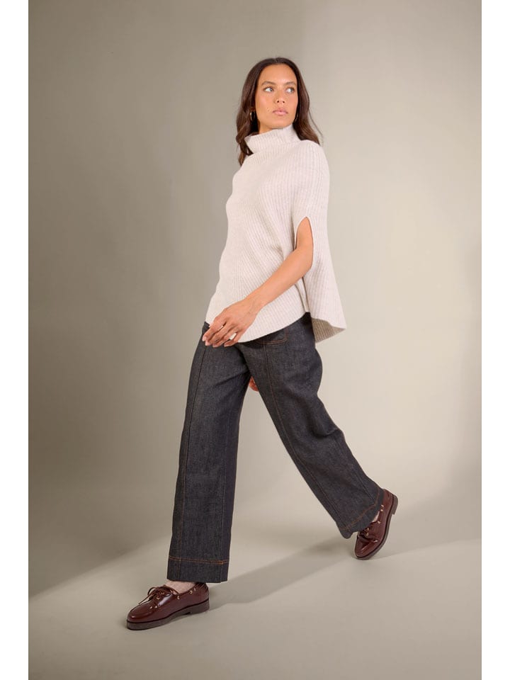 Perfect Cashmere Kaszmirowe ponczo "Gache" w kolorze kremowym rozmiar: L