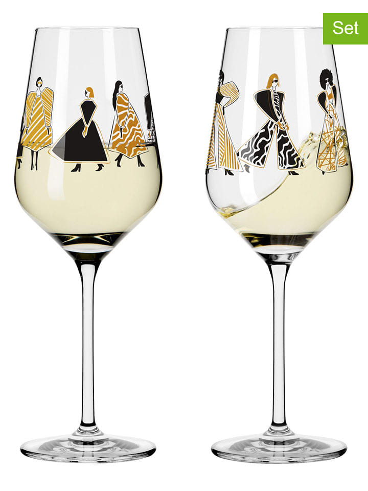 RITZENHOFF Kieliszki (2 szt.) w kolorze czarno-jasnobrązowym do wina - 300 ml rozmiar: onesize