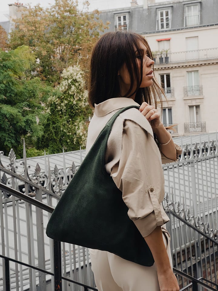 maison héritage PARIS Skórzana torebka "Maldives" w kolorze zielonym - 44 x 38,5 cm rozmiar: onesize