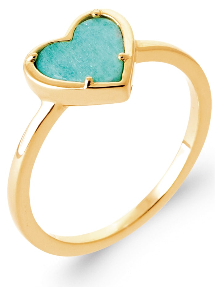 L'Atélier Précieux Pozłacany pierścionek z amazonitem rozmiar: 58