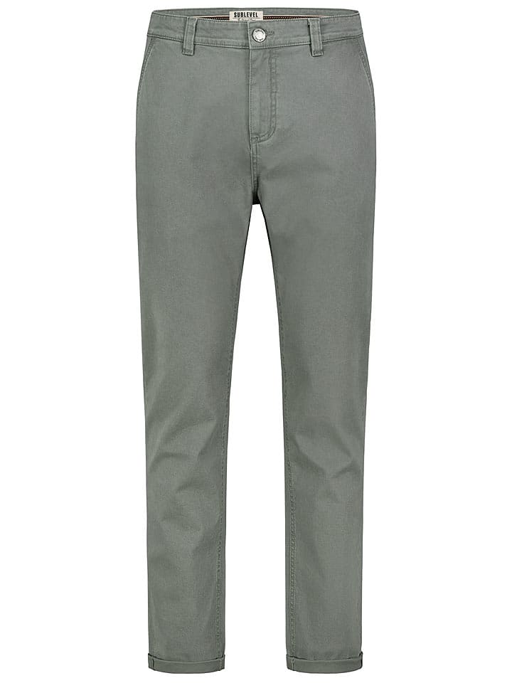 Sublevel Spodnie chino "Fred" w kolorze zielonym rozmiar: W40