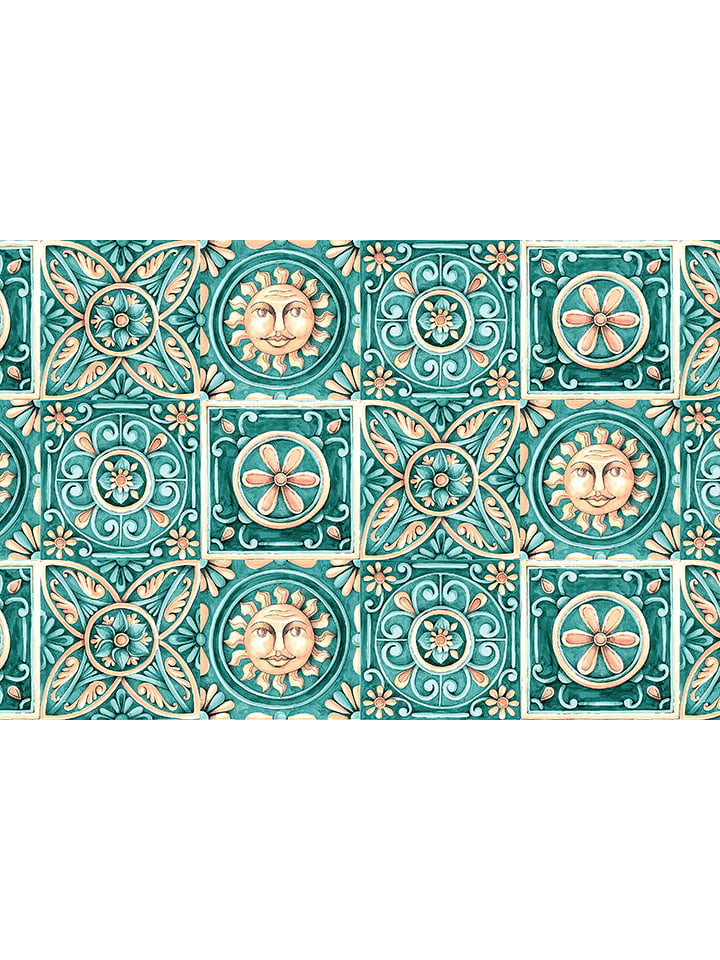 deco Rugs & Carpet Dywan winylowy w kolorze turkusowo-kremowym rozmiar: 50x400 cm