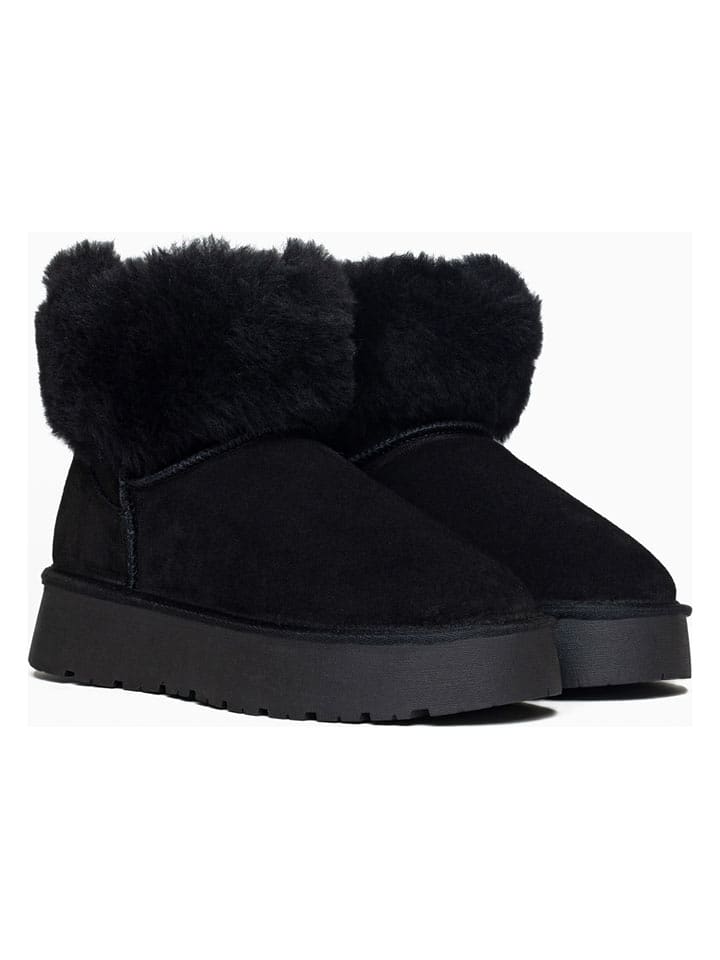 NICEBAY Skórzane botki zimowe "Freya" w kolorze czarnym rozmiar: 36