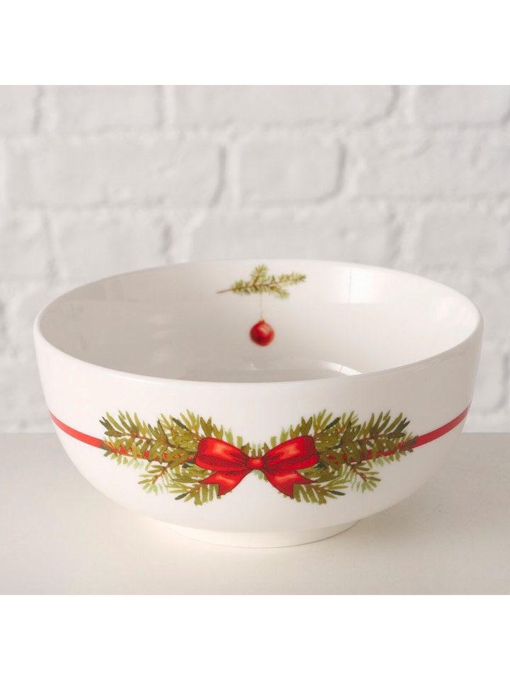 Boltze Miska "Noelle" w kolorze biało-czerwonym na musli - Ø 14 cm rozmiar: onesize