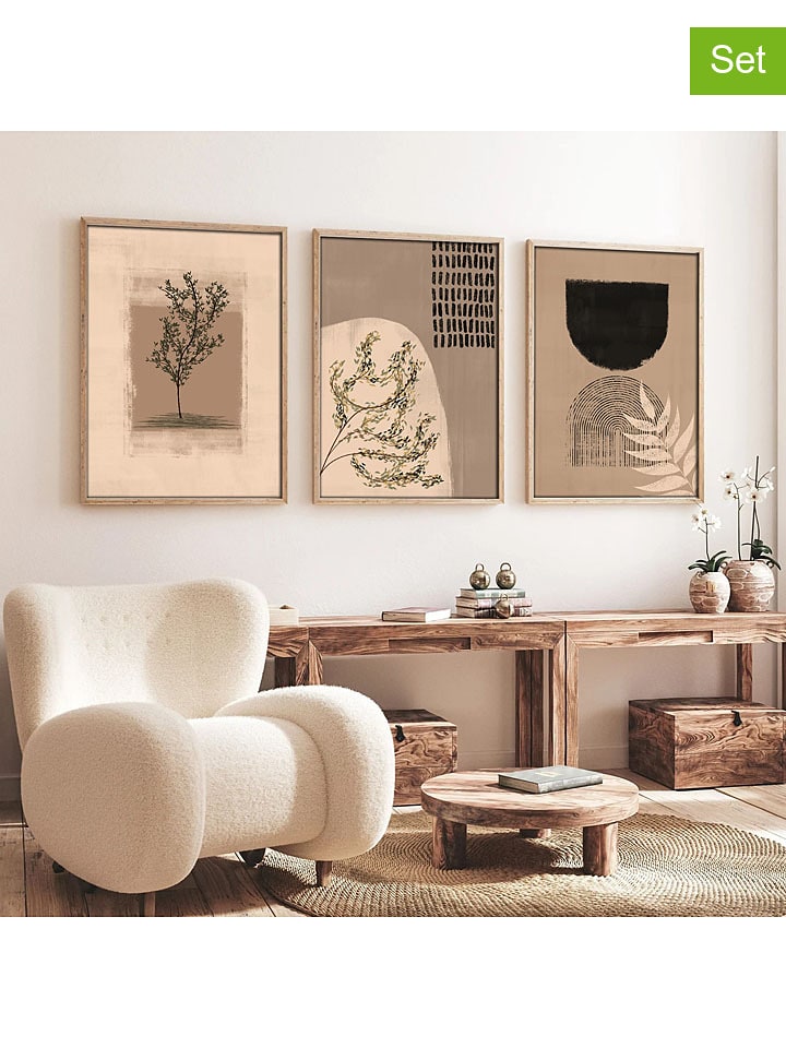 ABERTO DESIGN Druki artystyczne (3 szt.) w ramce rozmiar: 50x70 cm