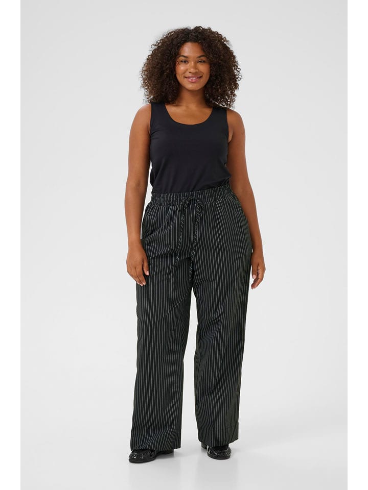 KAFFE curve Spodnie "Eloana" w kolorze czarno-białym rozmiar: 54