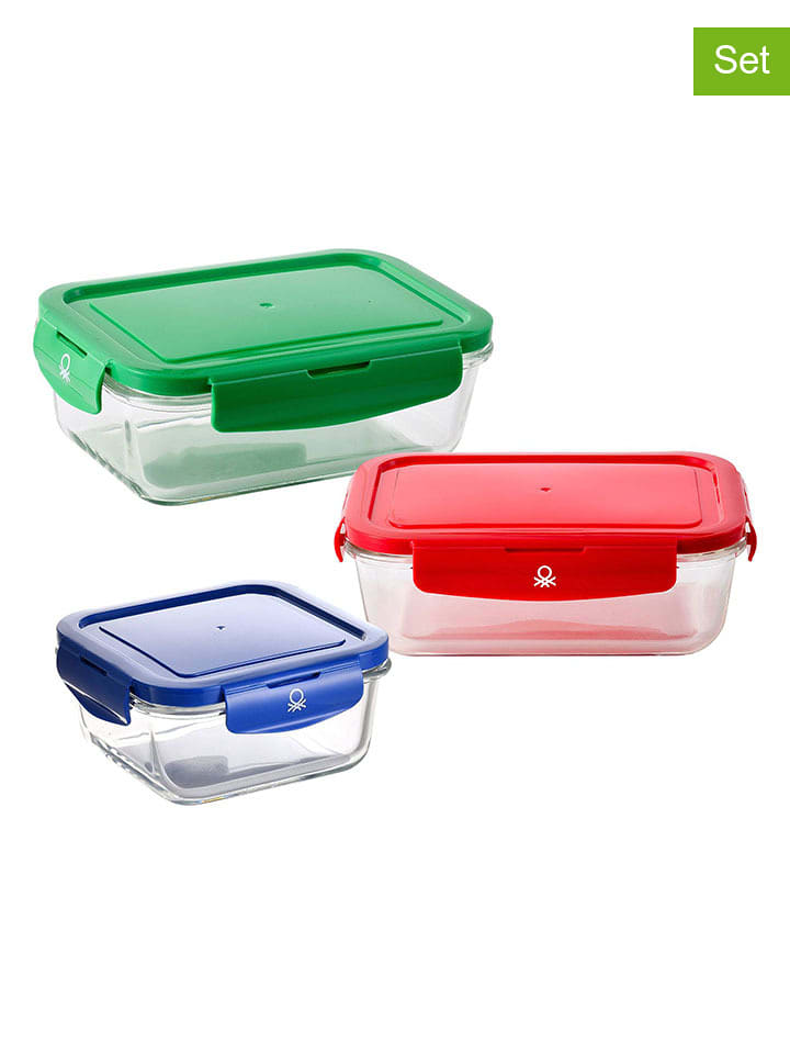 Benetton Pojemniki (3 szt.) w kolorze niebieskim, czerwonym i zielonym na żywność rozmiar: onesize