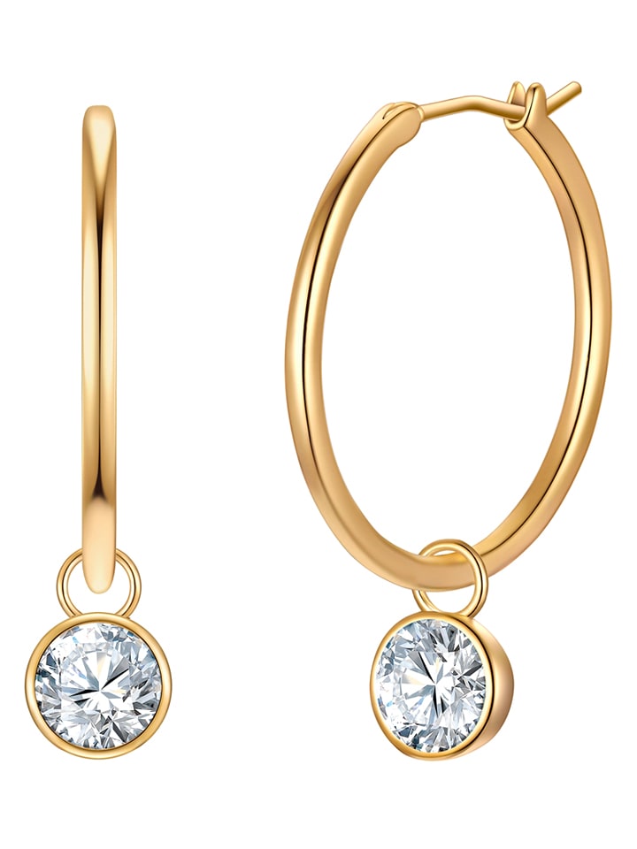 Yokoamii Pozłacane kolczyki-kreole z kryształami rozmiar: onesize