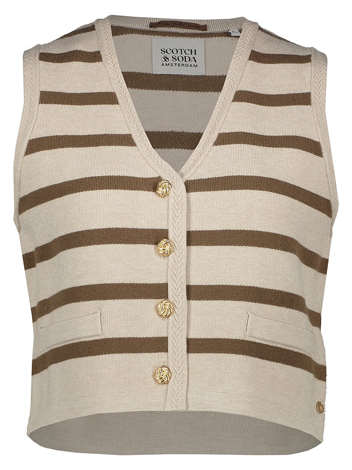 Scotch & Soda Kamizelka dzianinowa w kolorze kremowo-brązowym rozmiar: S