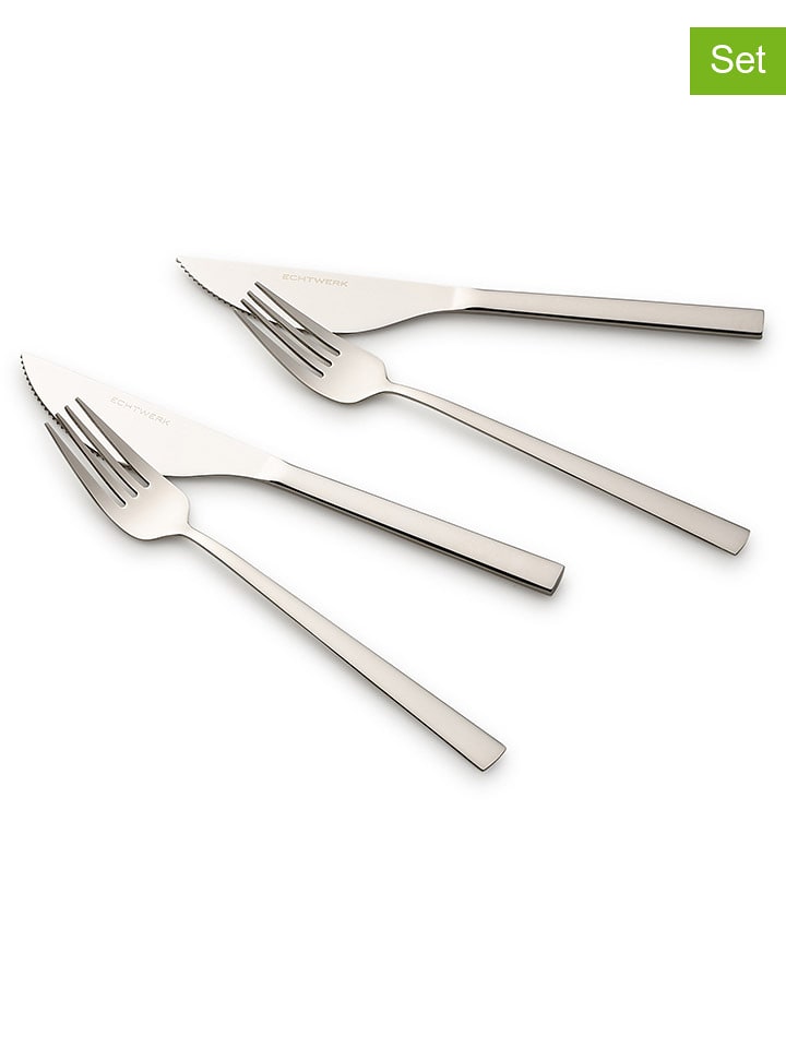 Echtwerk 4-częściowy zestaw sztućców w kolorze srebrnym do pizzy rozmiar: onesize