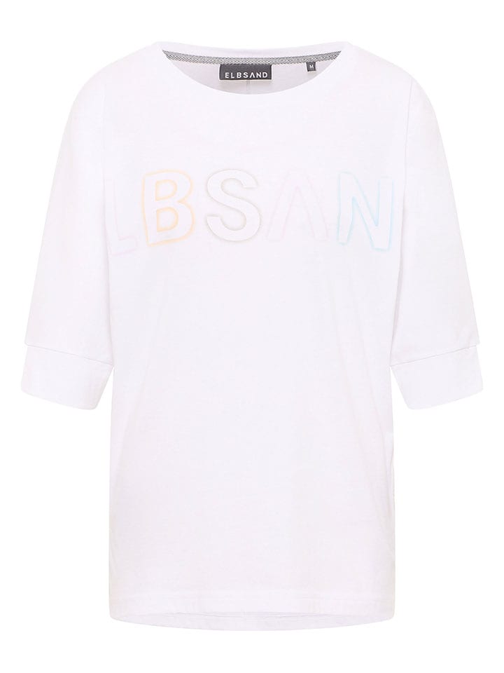 ELBSAND Koszulka "Imea" w kolorze białym ze wzorem rozmiar: XL